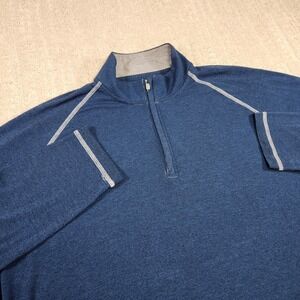 Johnnie O Sweatshirt Men XL Bamboo Blend Natural Performance 1/4 Zip Blue UPF